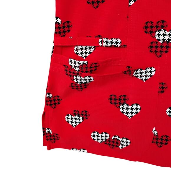 Heart Soul Scrub Top Size XS Valentines Red Hearts Print Short Sleeve V Neck - Picture 3 of 6